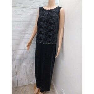 Vtg Teddi Evening Dress Sleeveless Velvet Beaded Glitter Sz 16